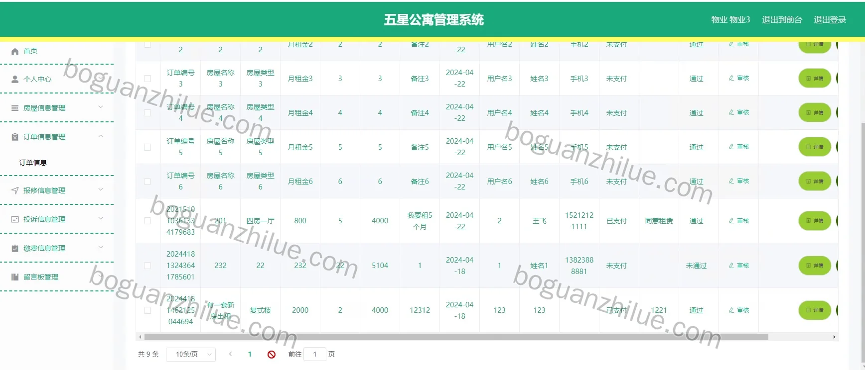 java ssm 五星公寓管理系统的设计与实现项目截图 3