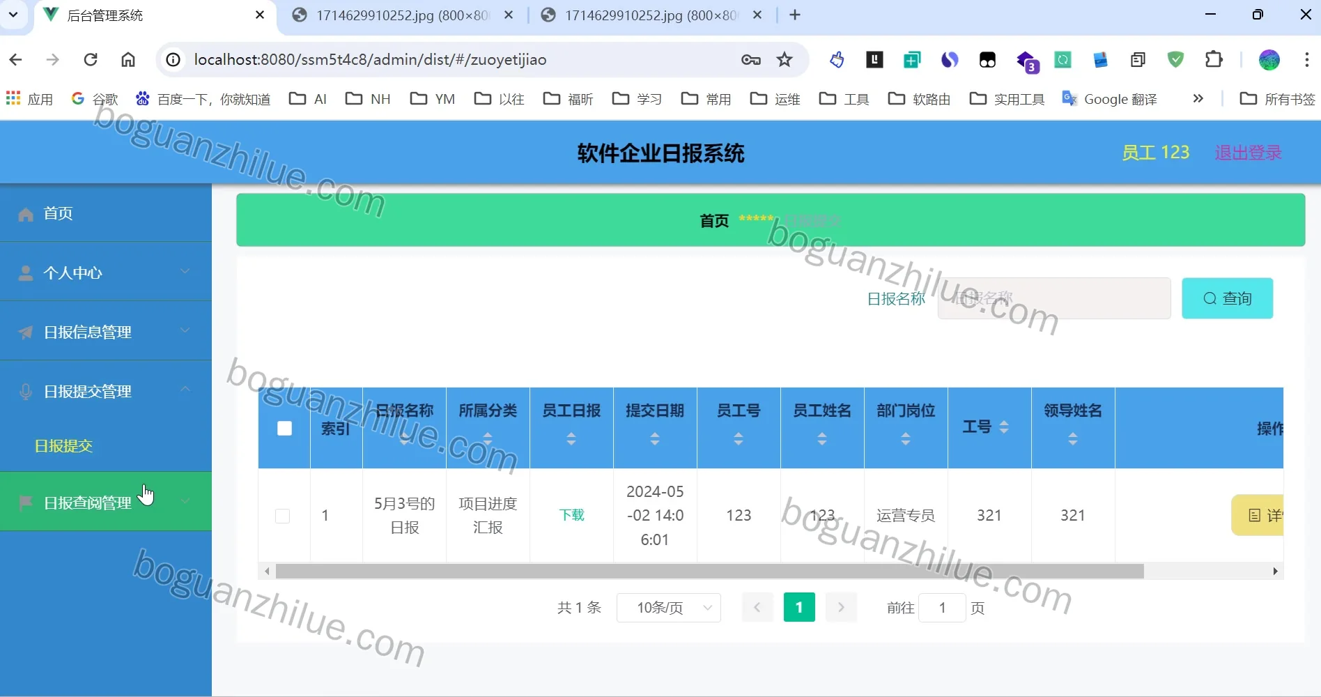 软件企业日报系统项目截图 10